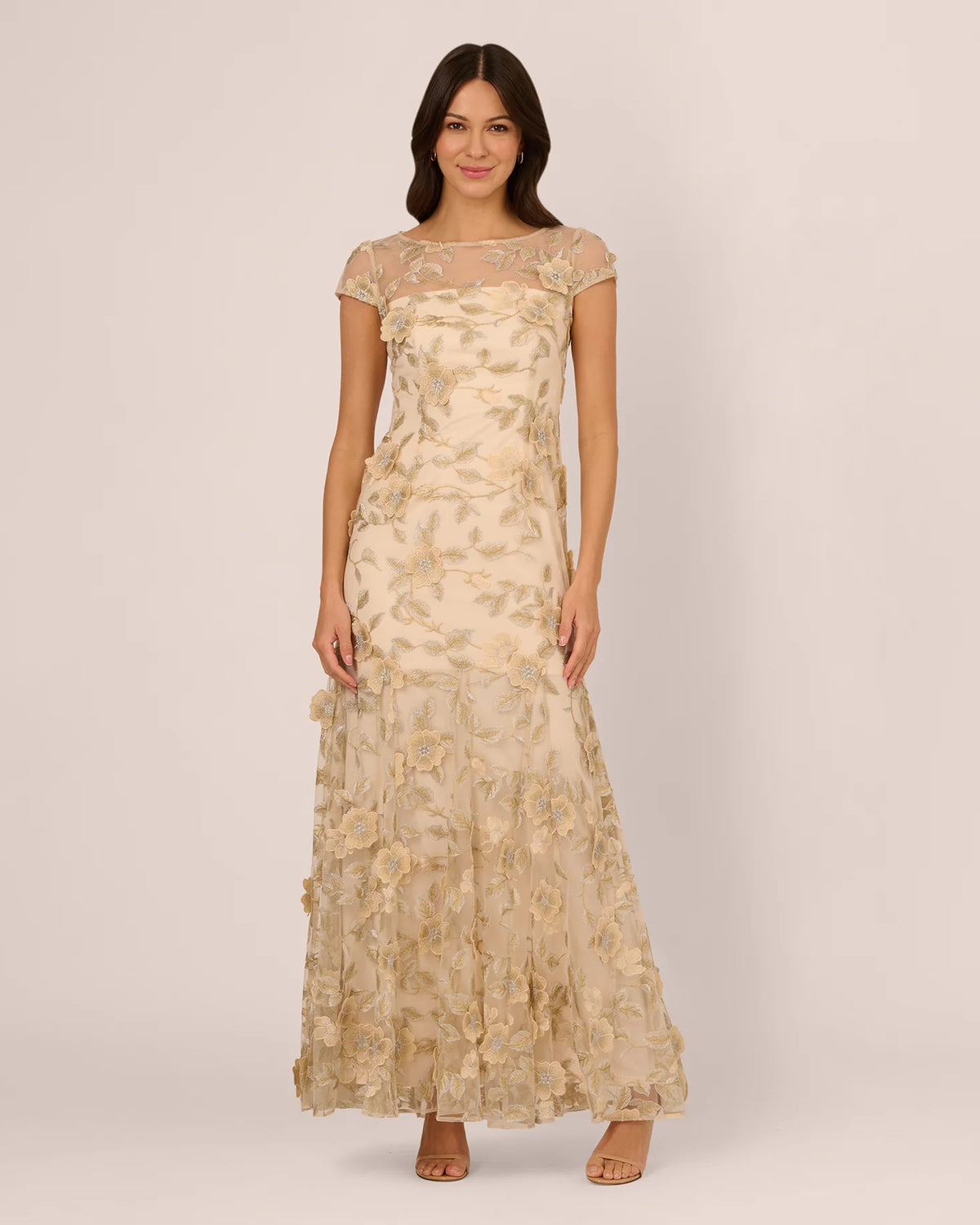 cap-sleeve a-line maxi mother of the bride dress - image 2