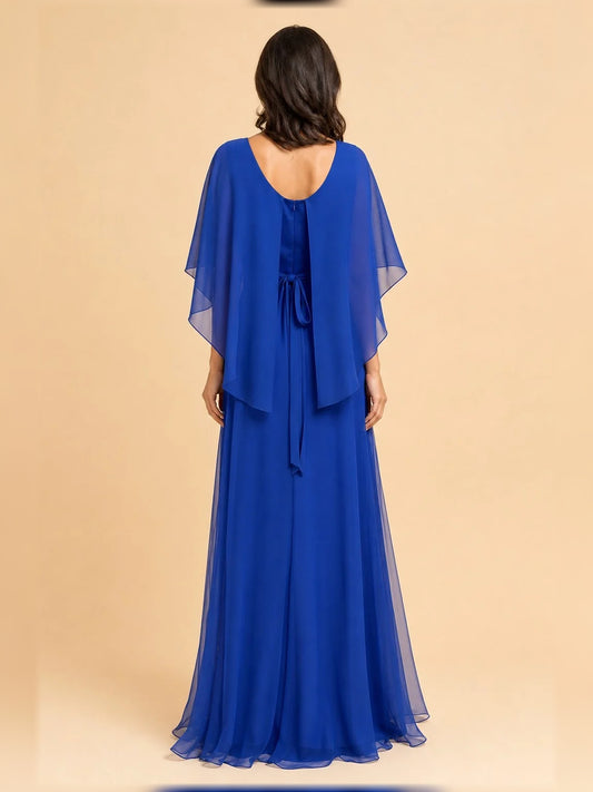 Navy floor-length mother of the bride dress, alternate view showing the bodice and skirt