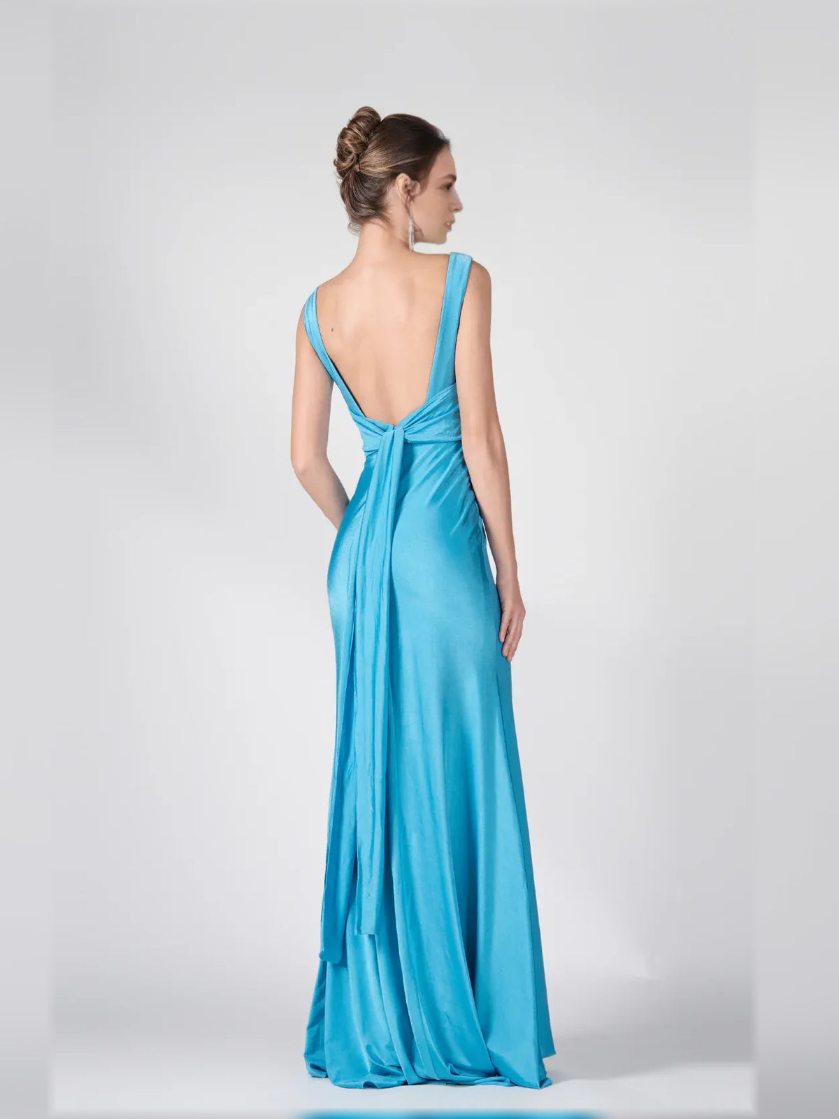 Caribbean mermaid floor-length formal dress with V-neckline, alternate view