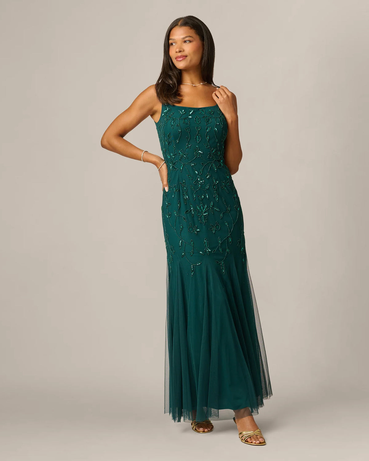 square neck a-line maxi mother of the bride dress - image 2