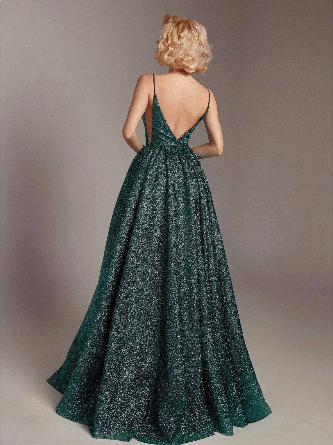 Dark Green floor-length prom dress, alternate view showing the bodice and skirt