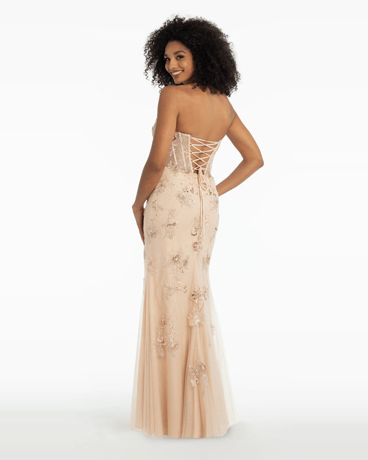 strapless trumpet maxi prom dress - image 2
