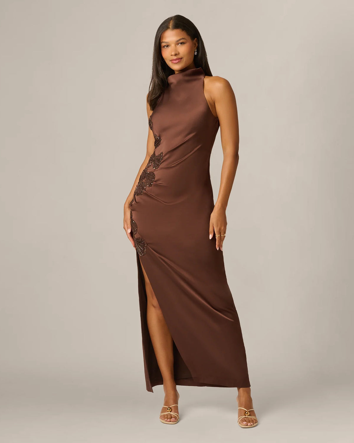 halter neck a-line maxi mother of the bride dress - image 2