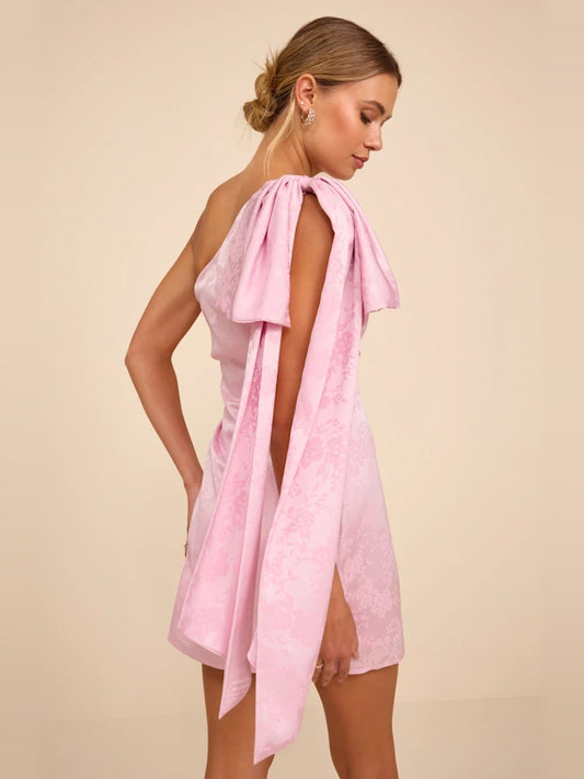 Light Pink mini homecoming dress, alternate view showing the bodice and skirt