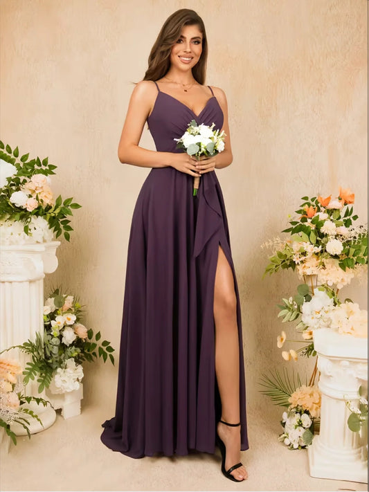 Deep Purple maxi prom dress, alternate view showing the bodice and skirt