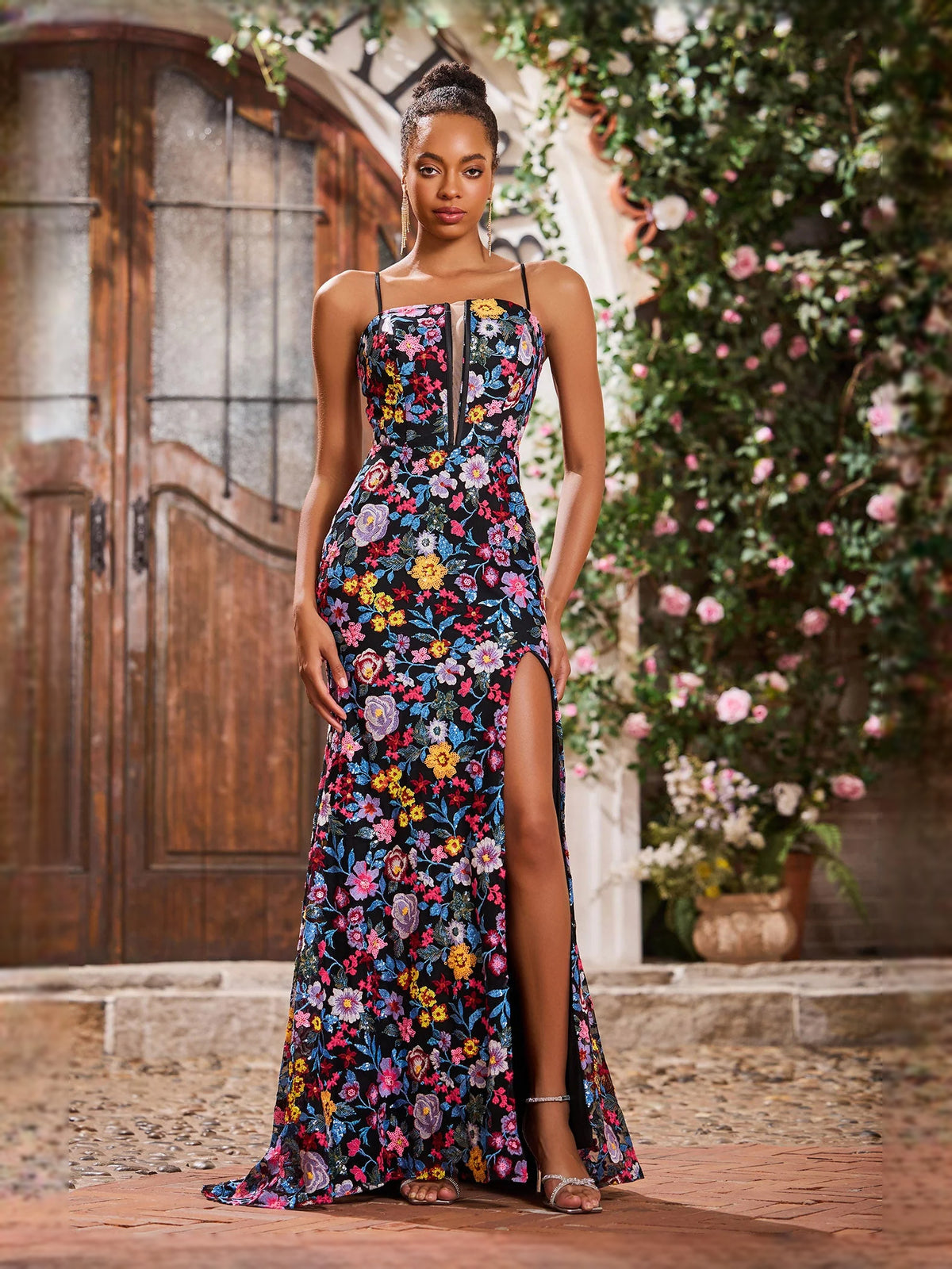 As Picture maxi prom dress, alternate view showing the bodice and skirt