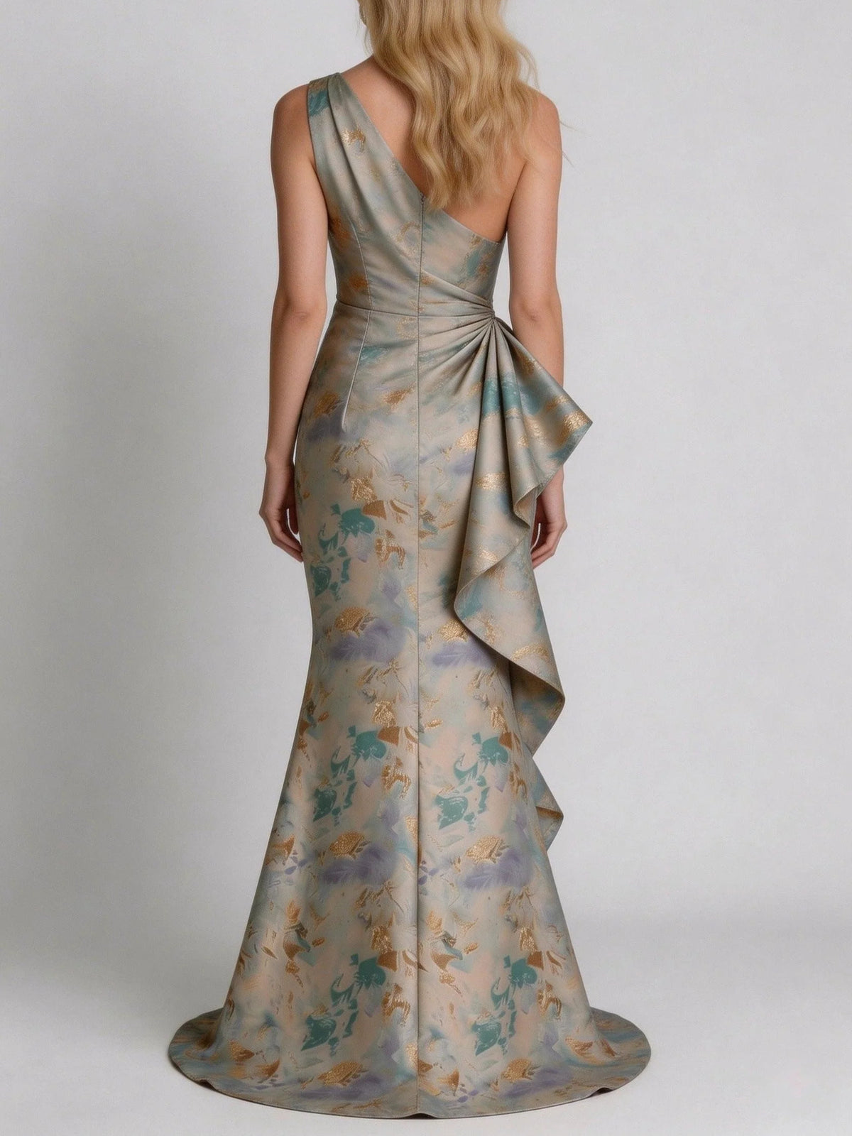 Light Blue floor-length mother of the bride dress, alternate view showing the bodice and skirt