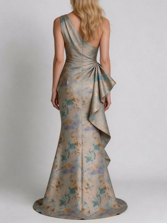 Light Blue floor-length mother of the bride dress, alternate view showing the bodice and skirt