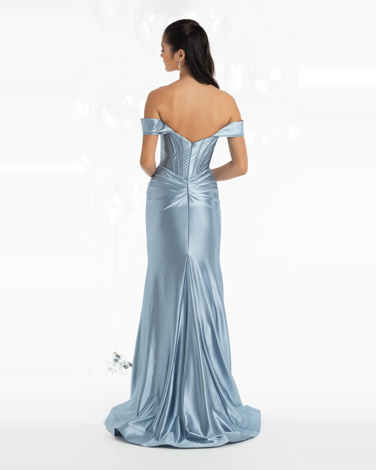 off shoulder trumpet maxi prom dress - image 2