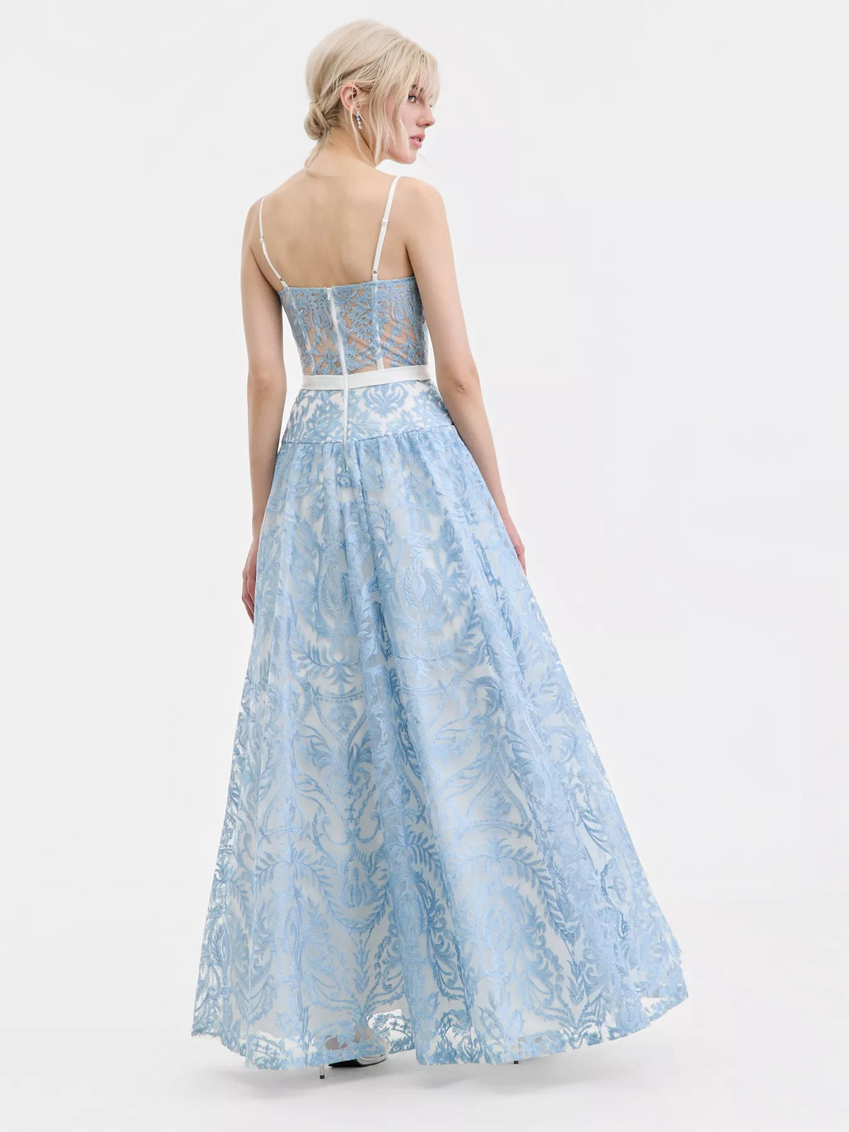 Light Blue floor-length prom dress, alternate view showing the bodice and skirt