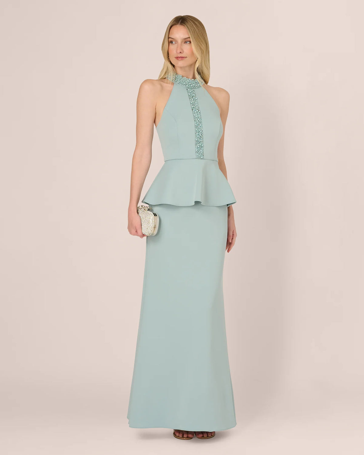 halter neck a-line maxi mother of the bride dress - image 2