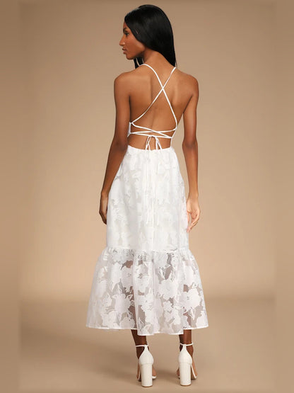 White midi formal dress, alternate view