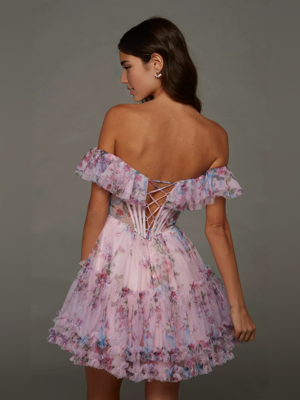 As Picture mini homecoming dress, back view showing the rear of the dress
