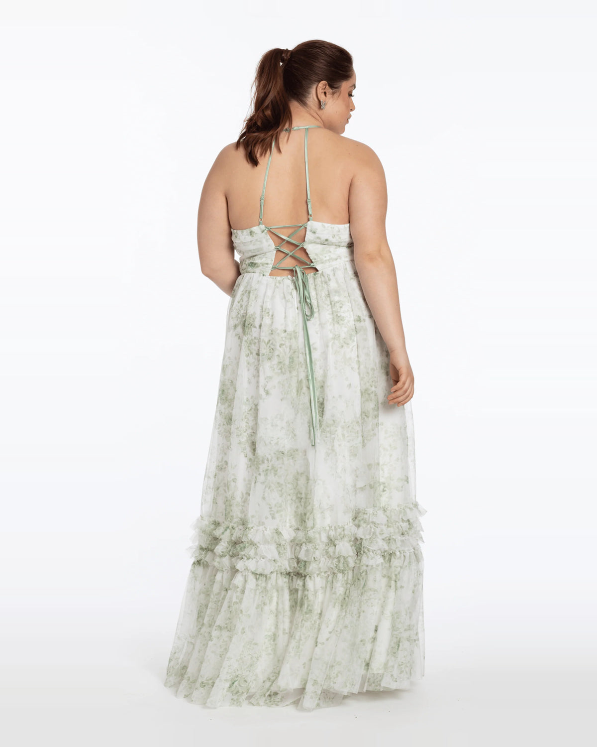 halter neck a-line maxi prom dress - image 2