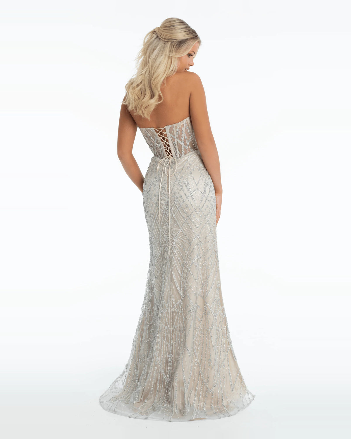 strapless column maxi prom dress - image 2