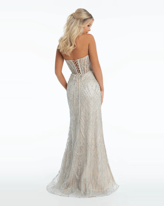 strapless column maxi prom dress - image 2