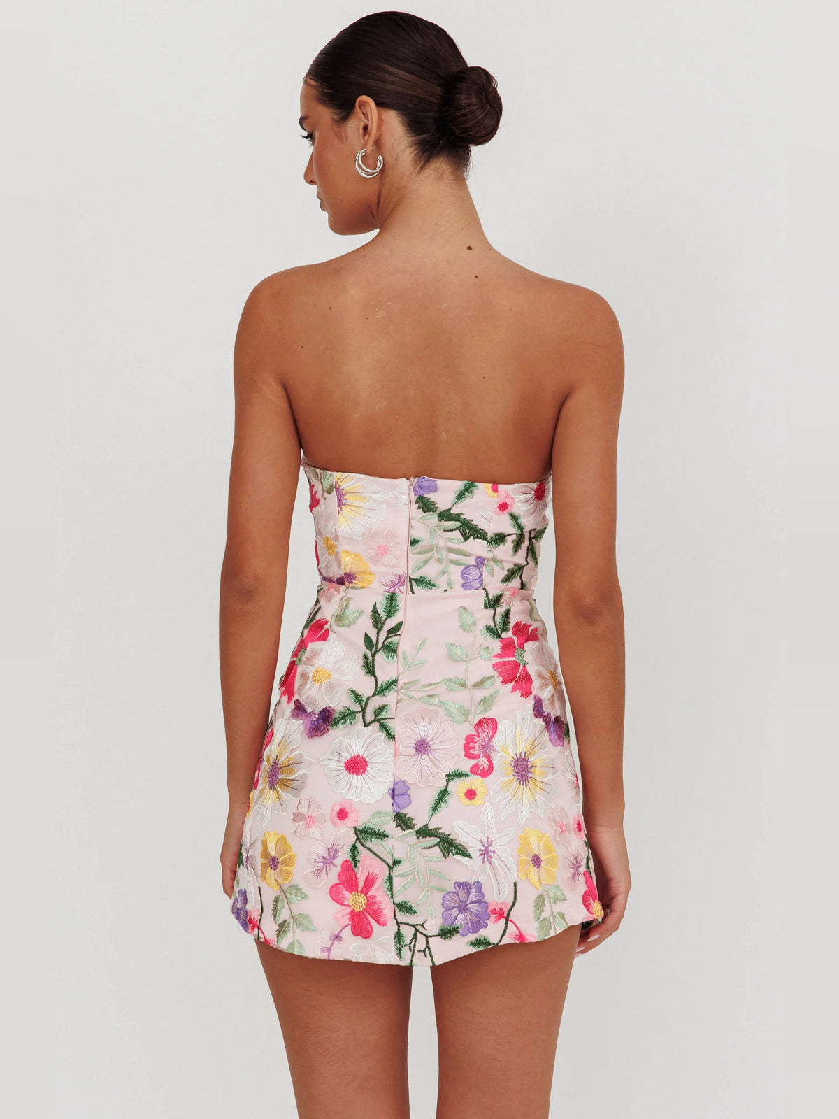 Multi mini homecoming dress, alternate view showing the bodice and skirt