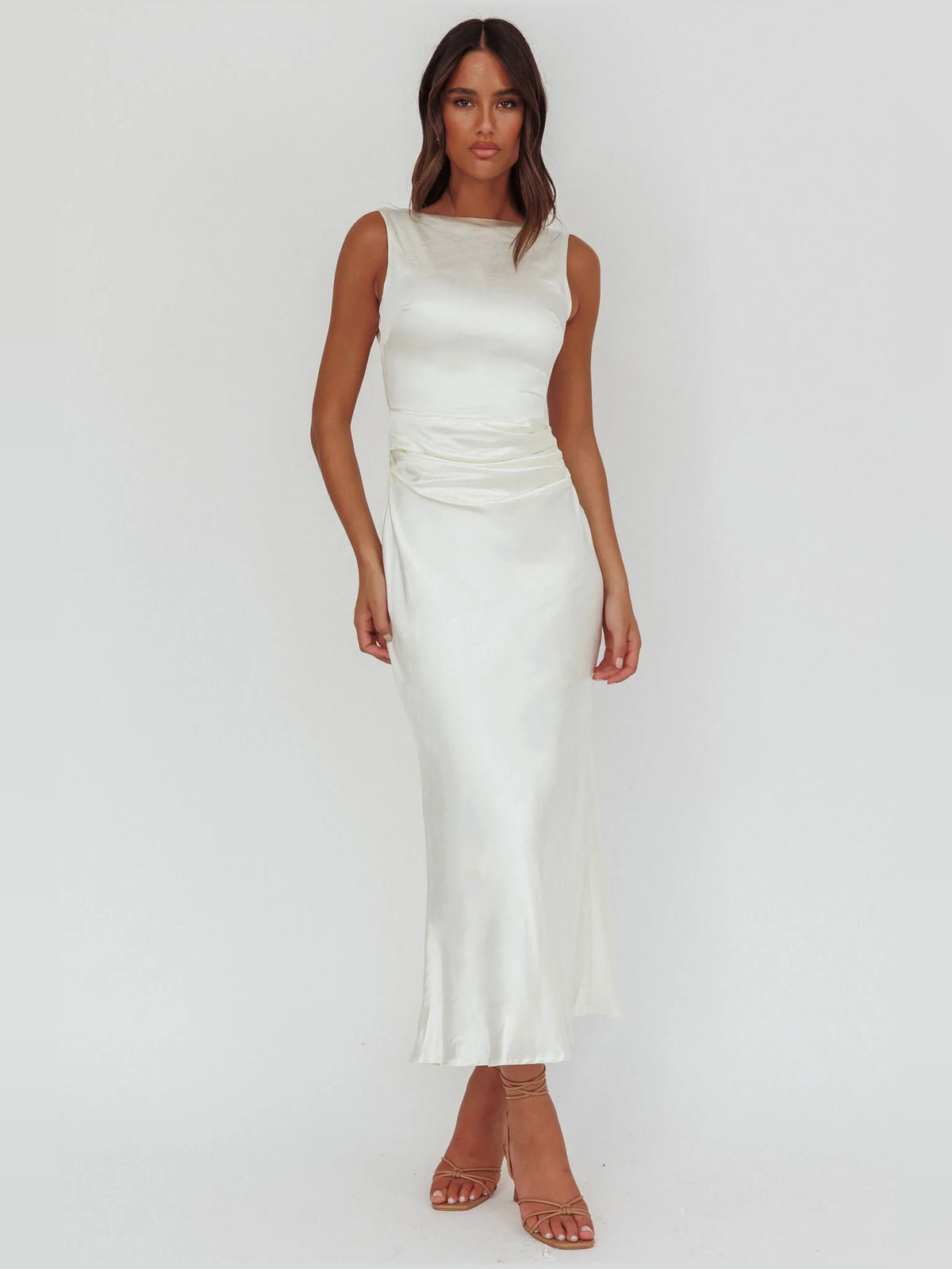 White midi formal dress, alternate view