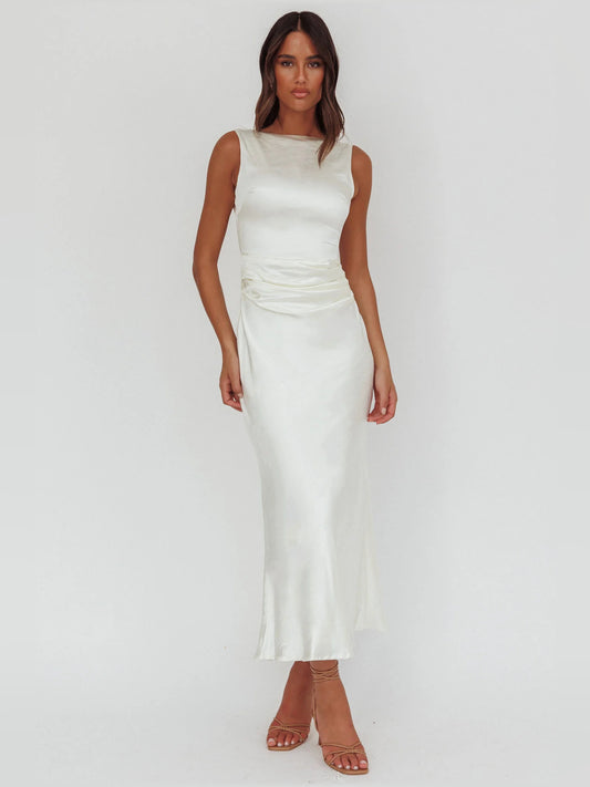 White midi formal dress, alternate view