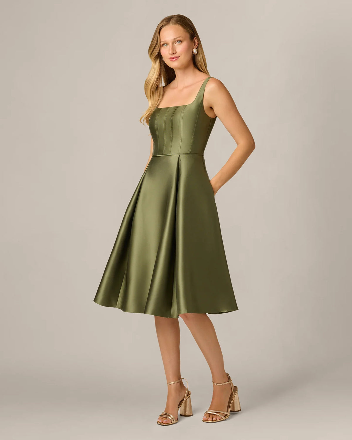 square neck fit-and-flare midi mother of the bride dress - image 2