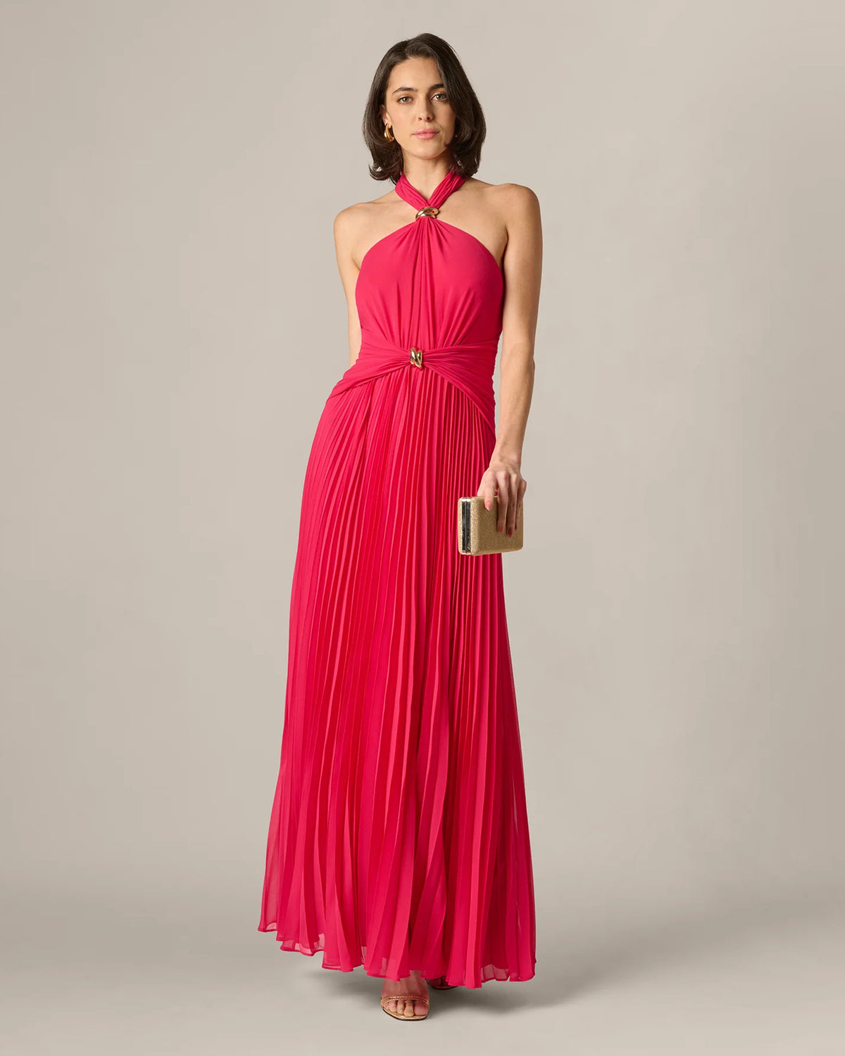 halter neck a-line maxi mother of the bride dress - image 2