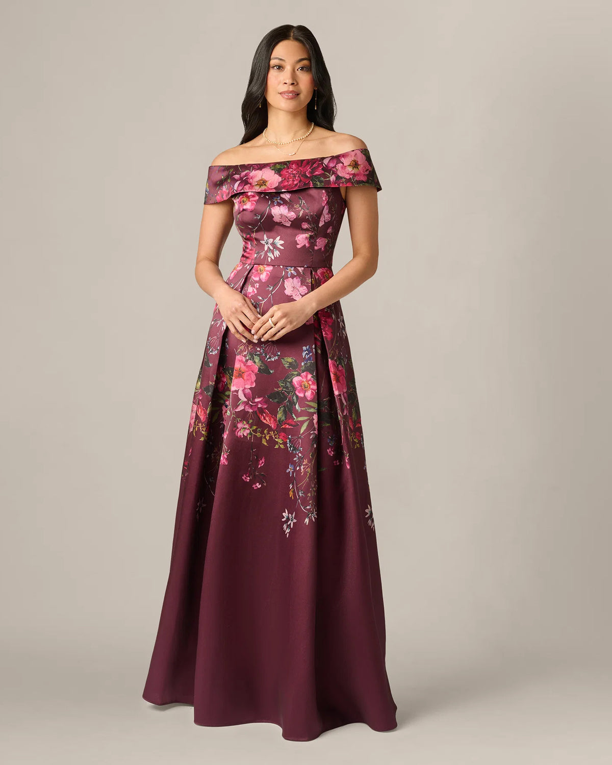 off-shoulder a-line maxi mother of the bride dress - image 2