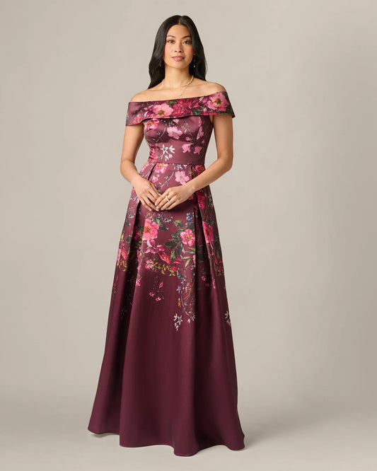 off-shoulder a-line maxi mother of the bride dress - image 2
