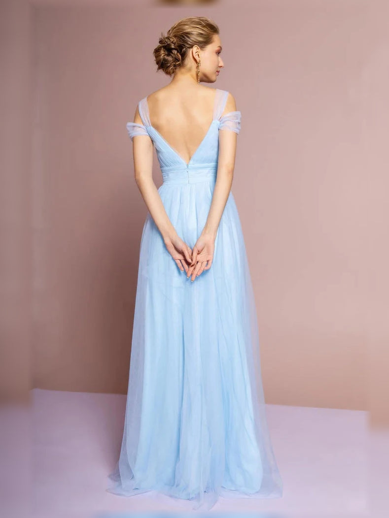 Sky Blue floor-length bridesmaid dress, alternate view showing the bodice and skirt