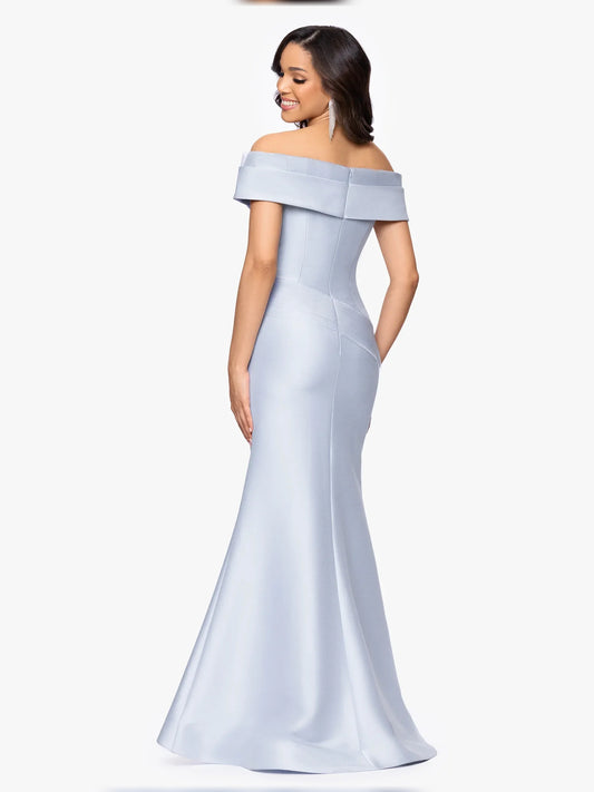 Light Blue floor-length mother of the bride dress, alternate view showing the bodice and skirt