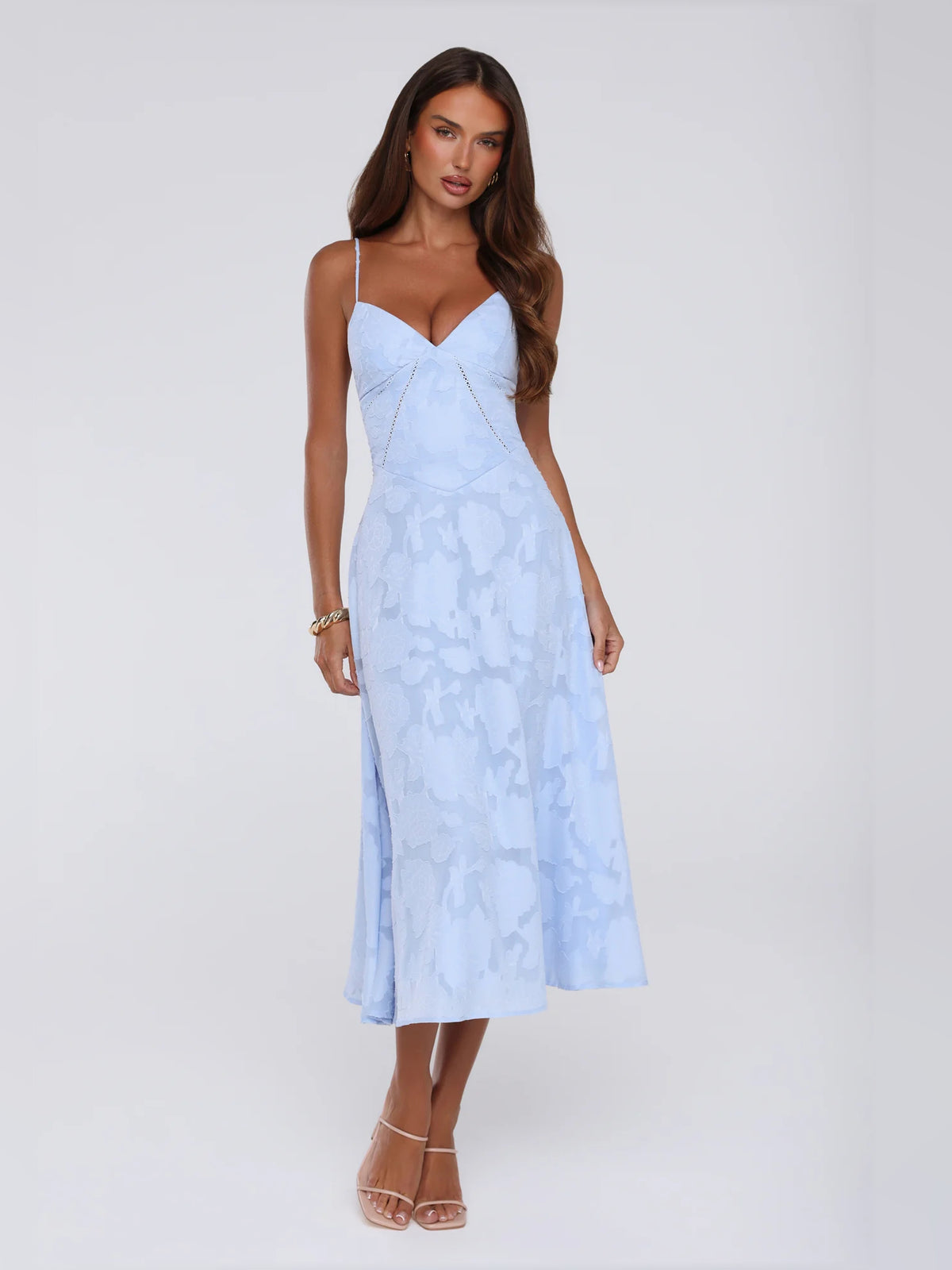 Blue midi formal dress, alternate view