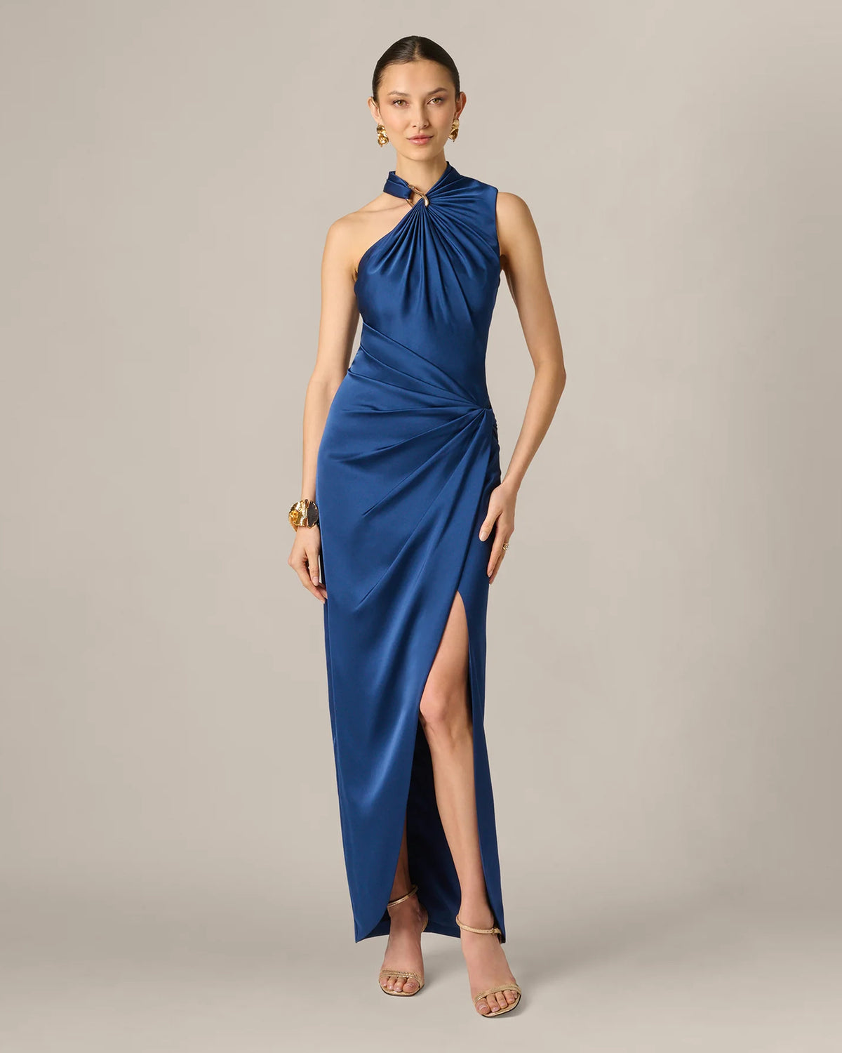 halter neck a-line maxi mother of the bride dress - image 2