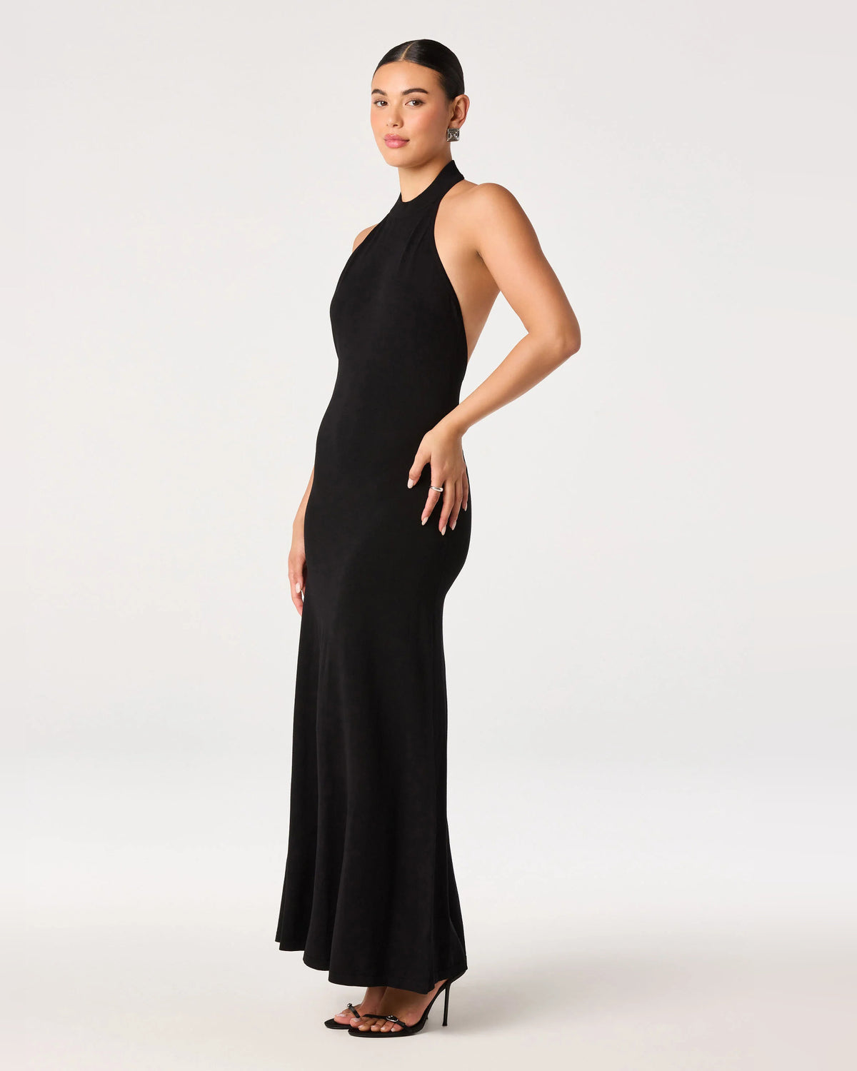 halter neck a-line maxi formal dress - image 2