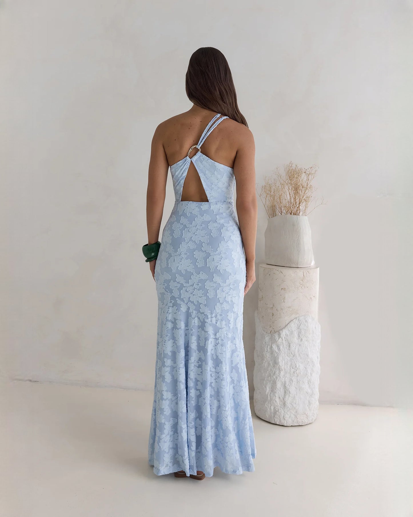 sleeveless mesh a-line maxi bridesmaid dress - image 2