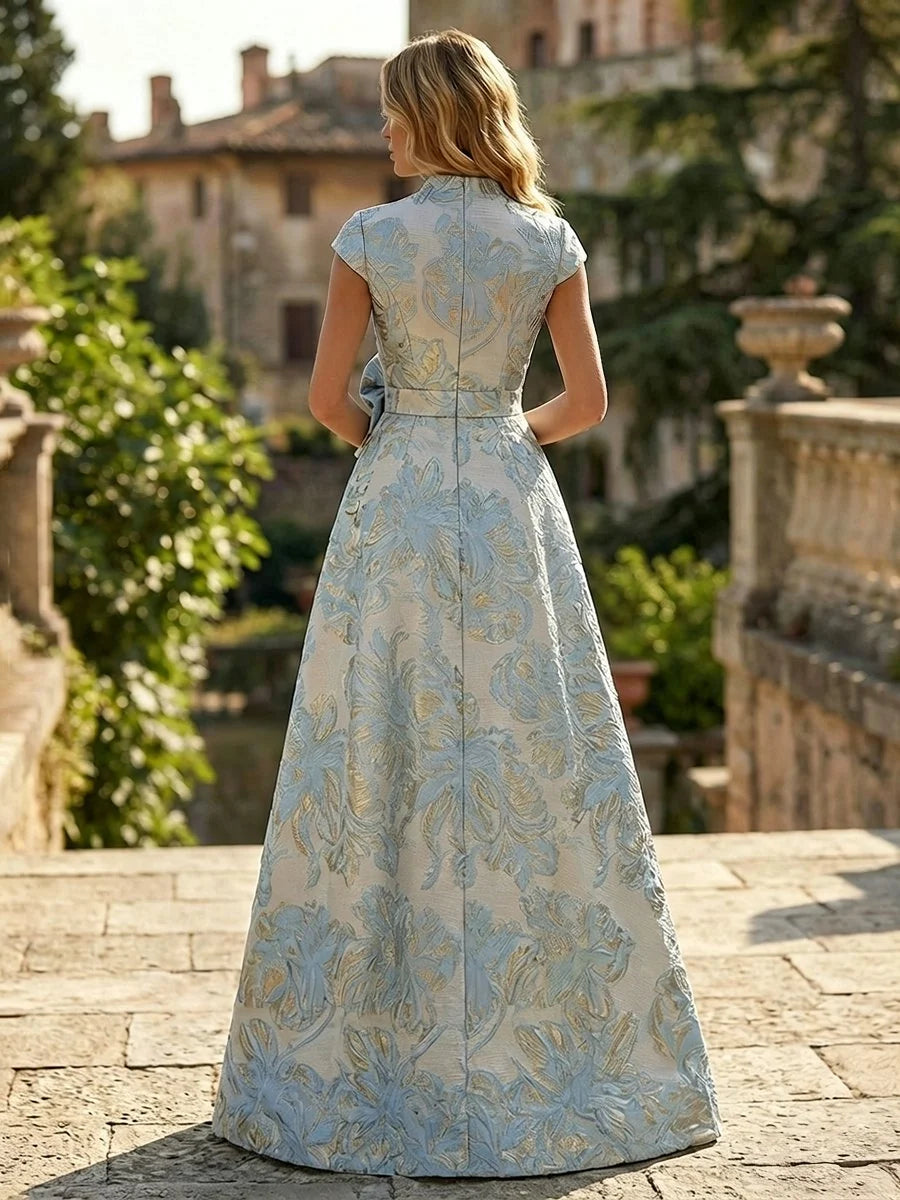 Sky Blue floor-length mother of the bride dress, alternate view showing the bodice and skirt
