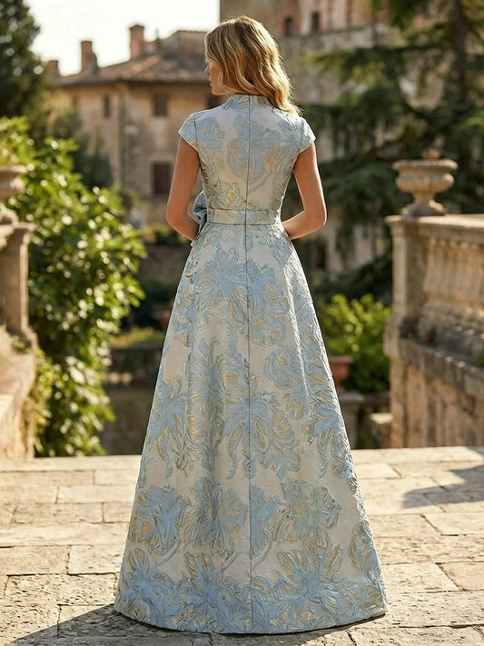 Sky Blue floor-length mother of the bride dress, alternate view showing the bodice and skirt