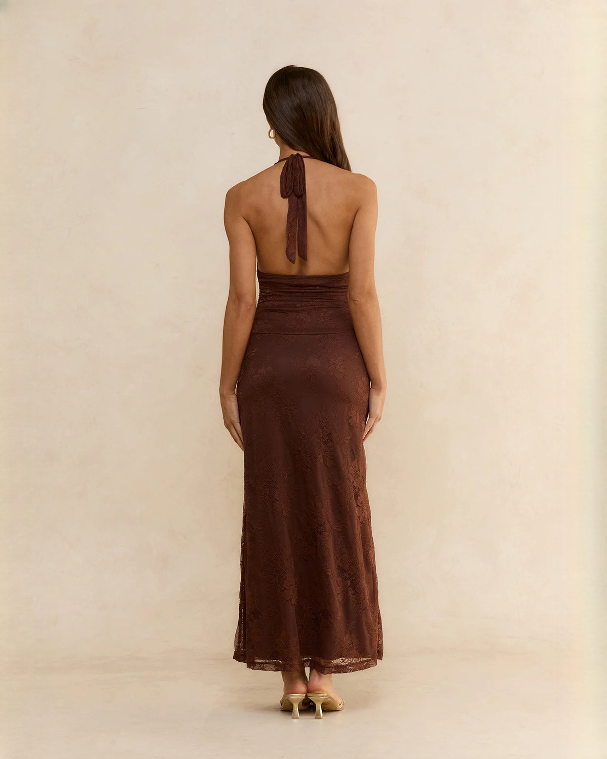 sleeveless mesh a-line maxi bridesmaid dress - image 2