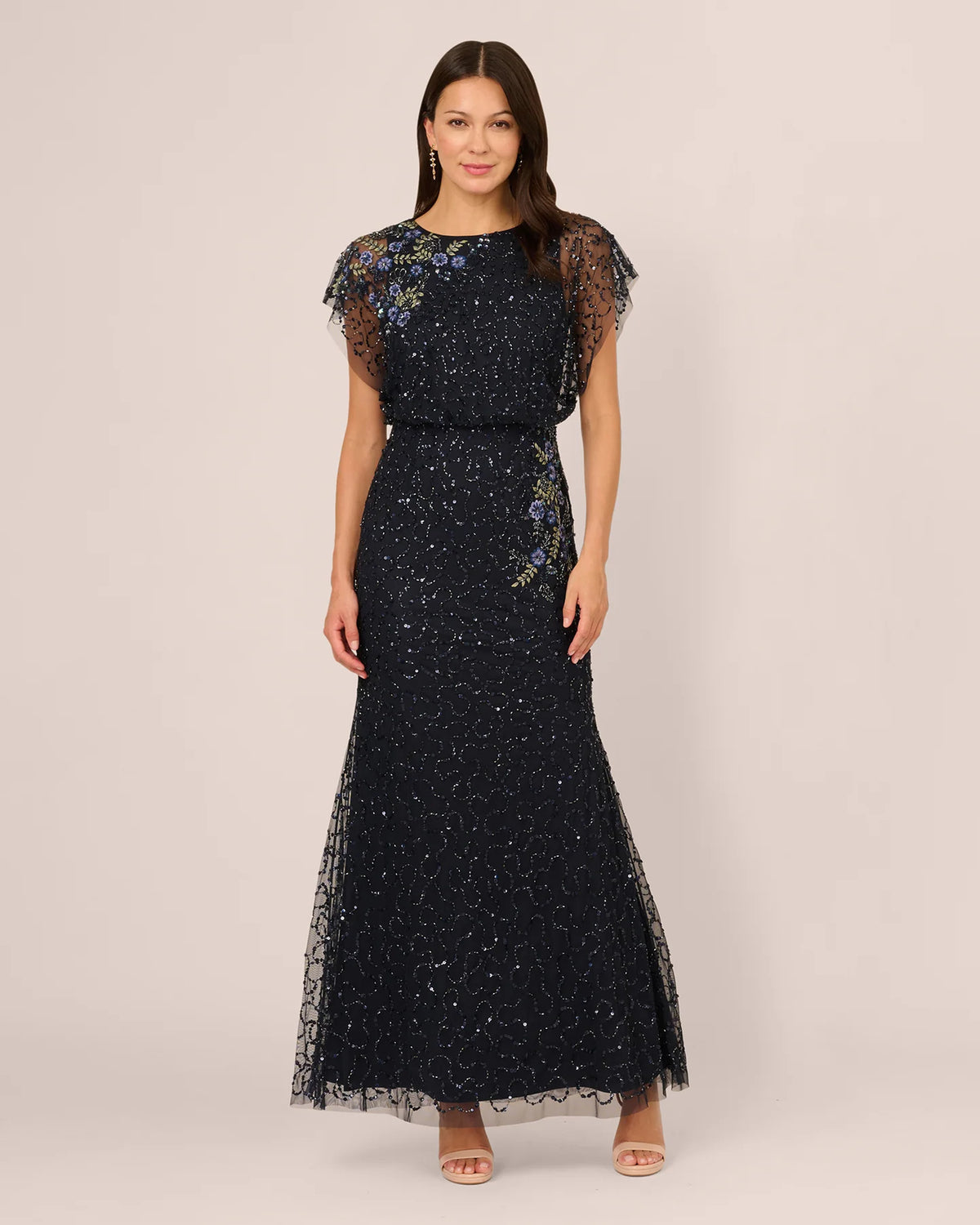 short-sleeve a-line maxi mother of the bride dress - image 2