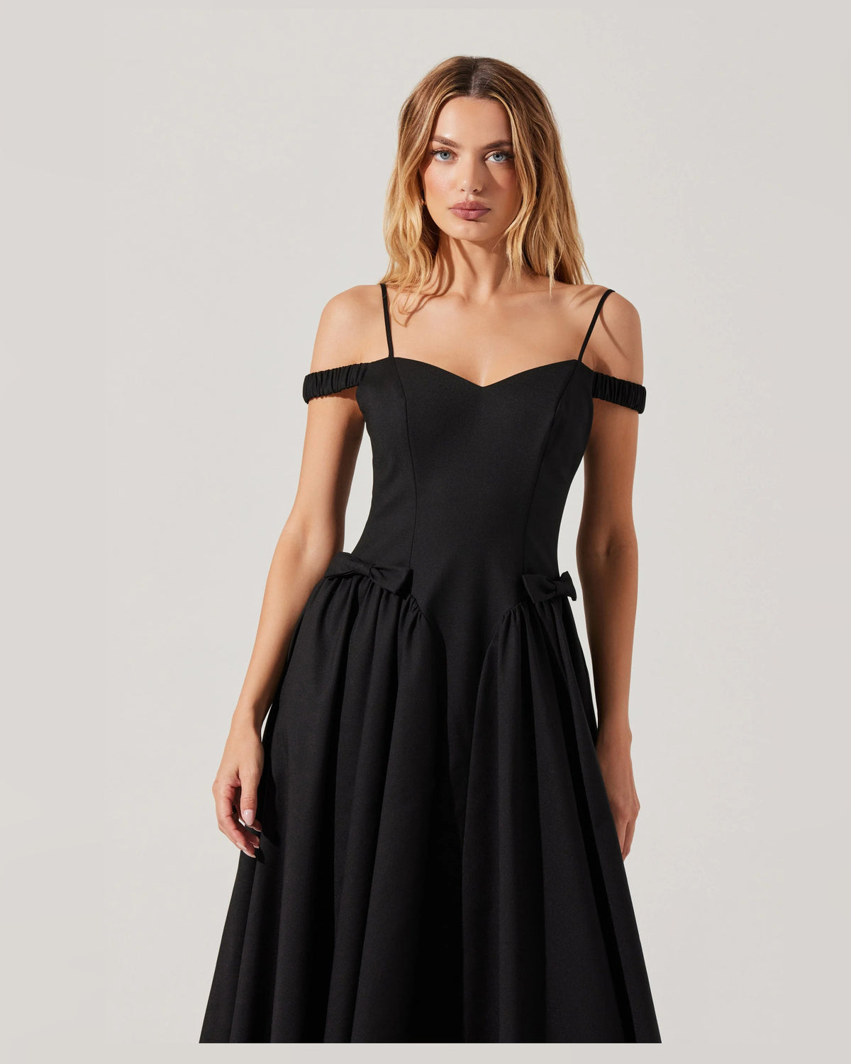 off-shoulder a-line midi formal dress - image 2