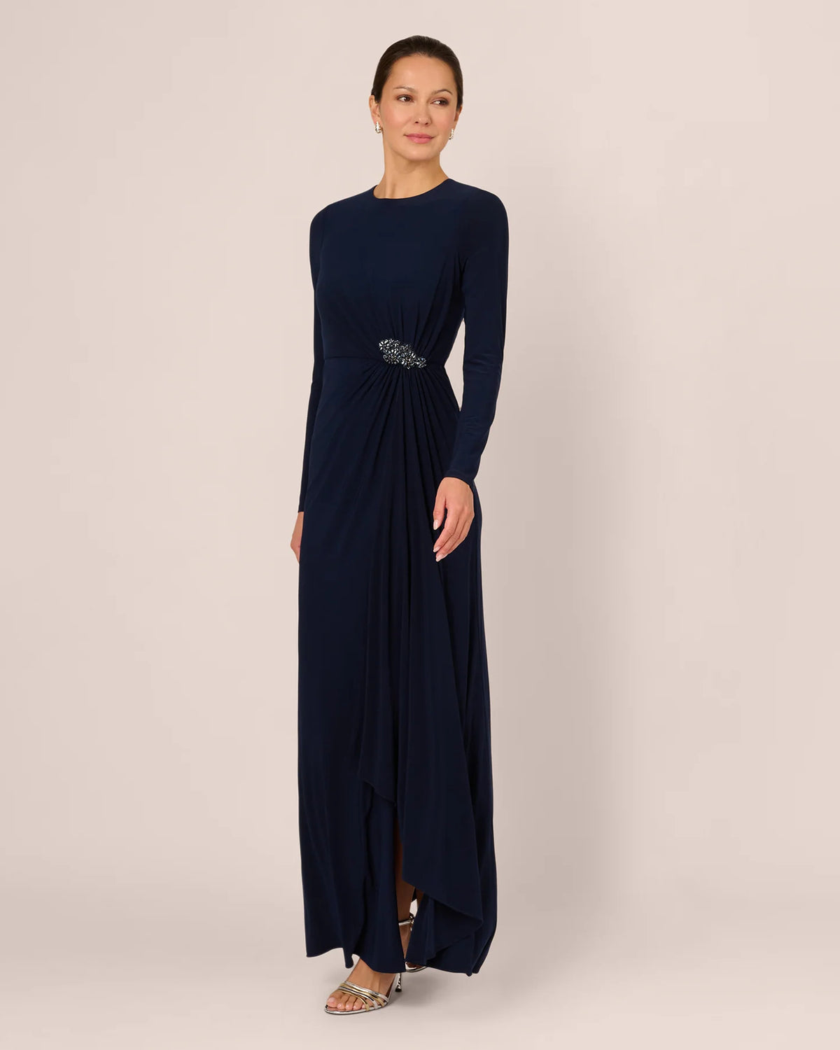 long-sleeve a-line maxi mother of the bride dress - image 2