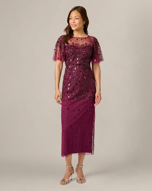 flutter-sleeve a-line midi mother of the bride dress - image 2