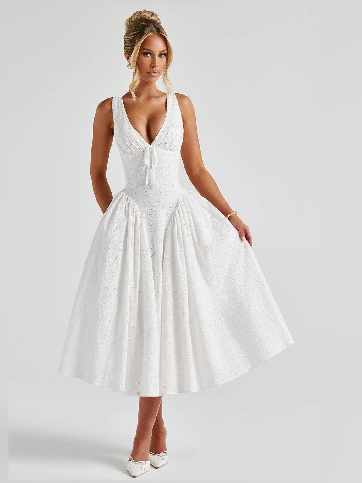 Ivory midi formal dress, alternate view