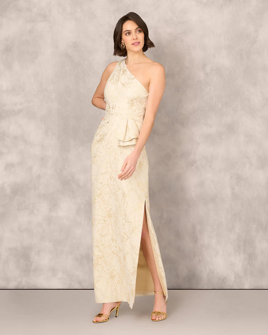 one-shoulder sheath maxi mother of the bride dress - image 2