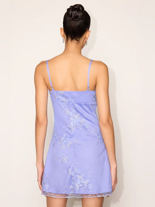 Lavender mini homecoming dress, alternate view showing the bodice and skirt