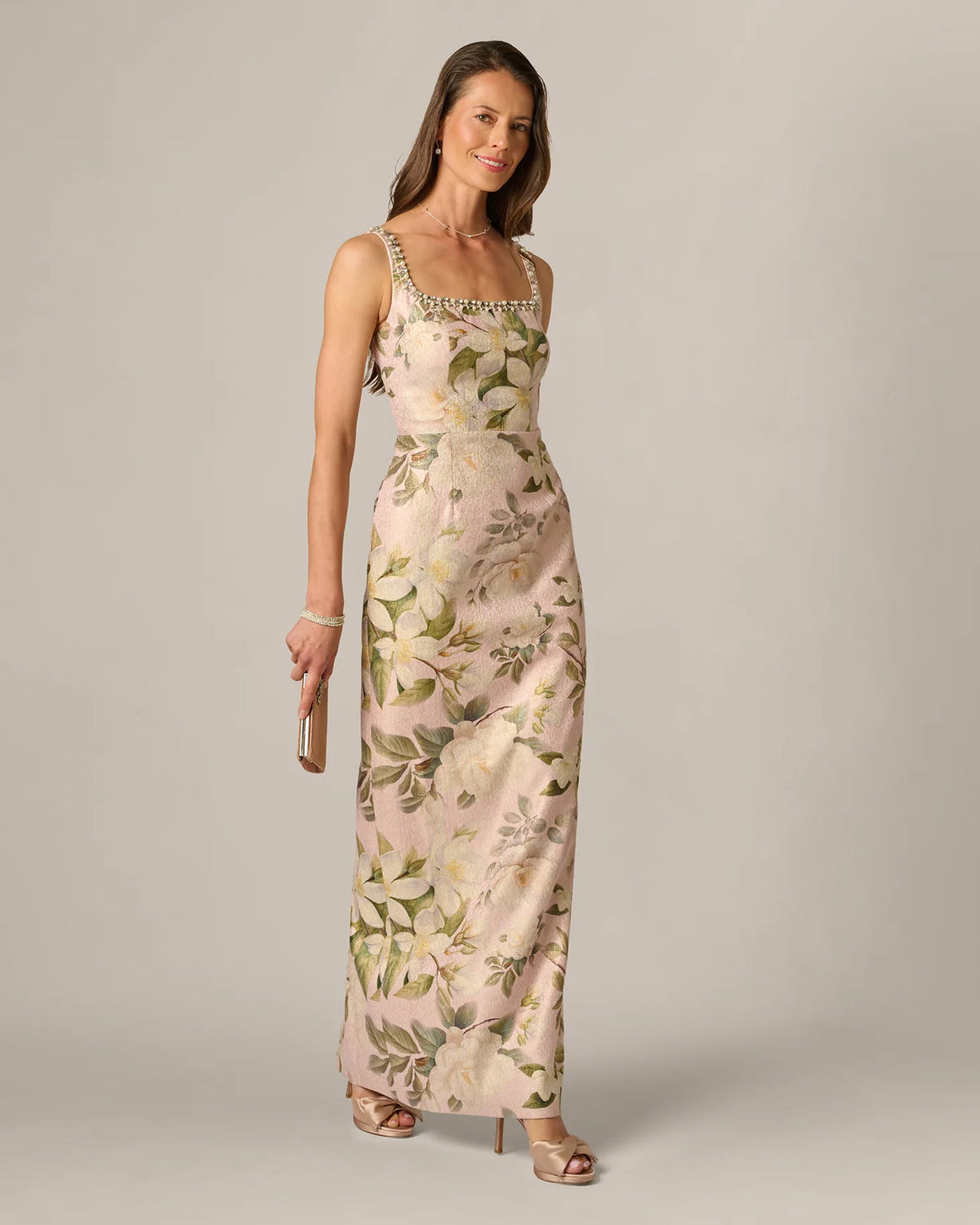 square neck a-line maxi mother of the bride dress - image 2