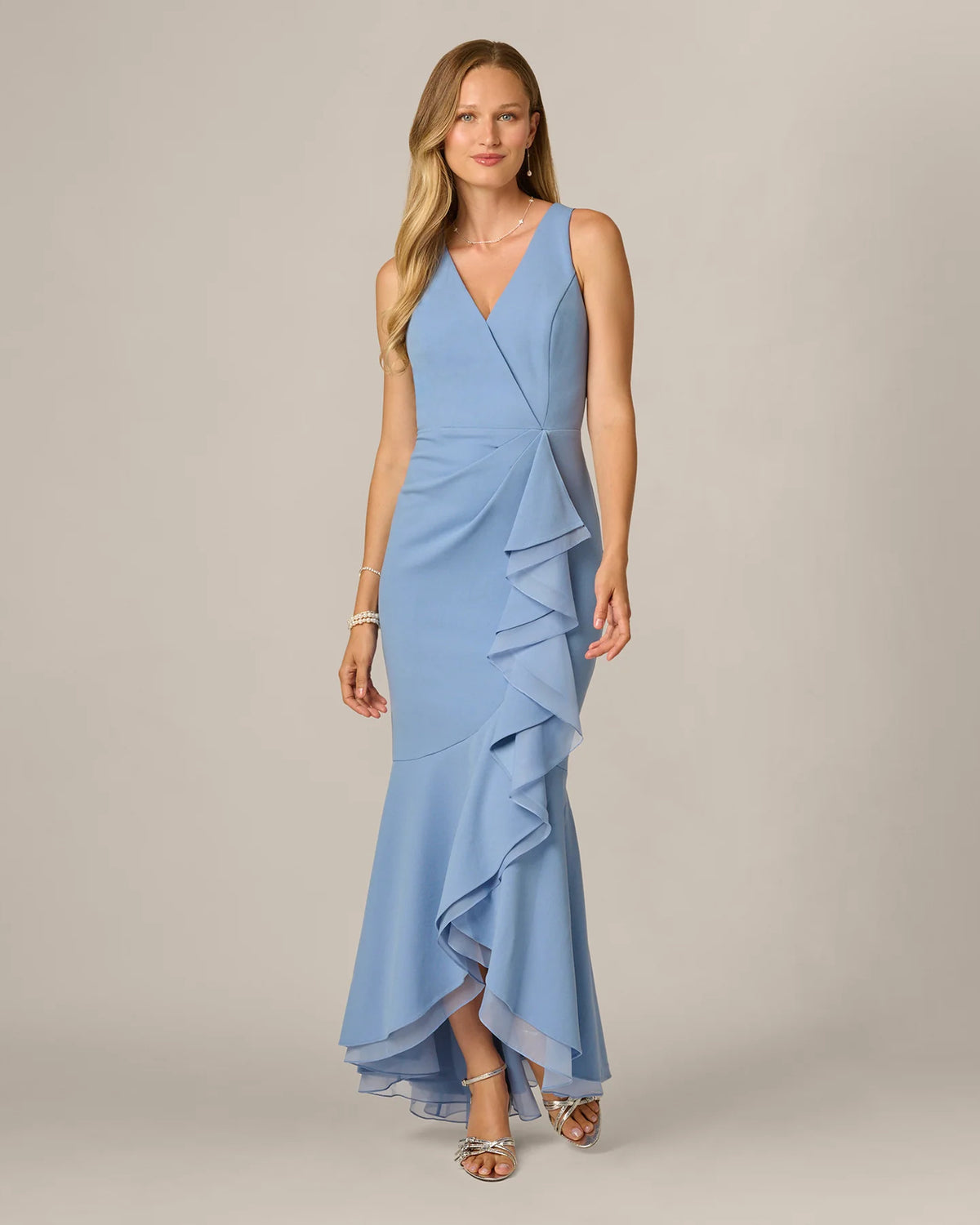 spaghetti strap a-line maxi mother of the bride dress - image 2
