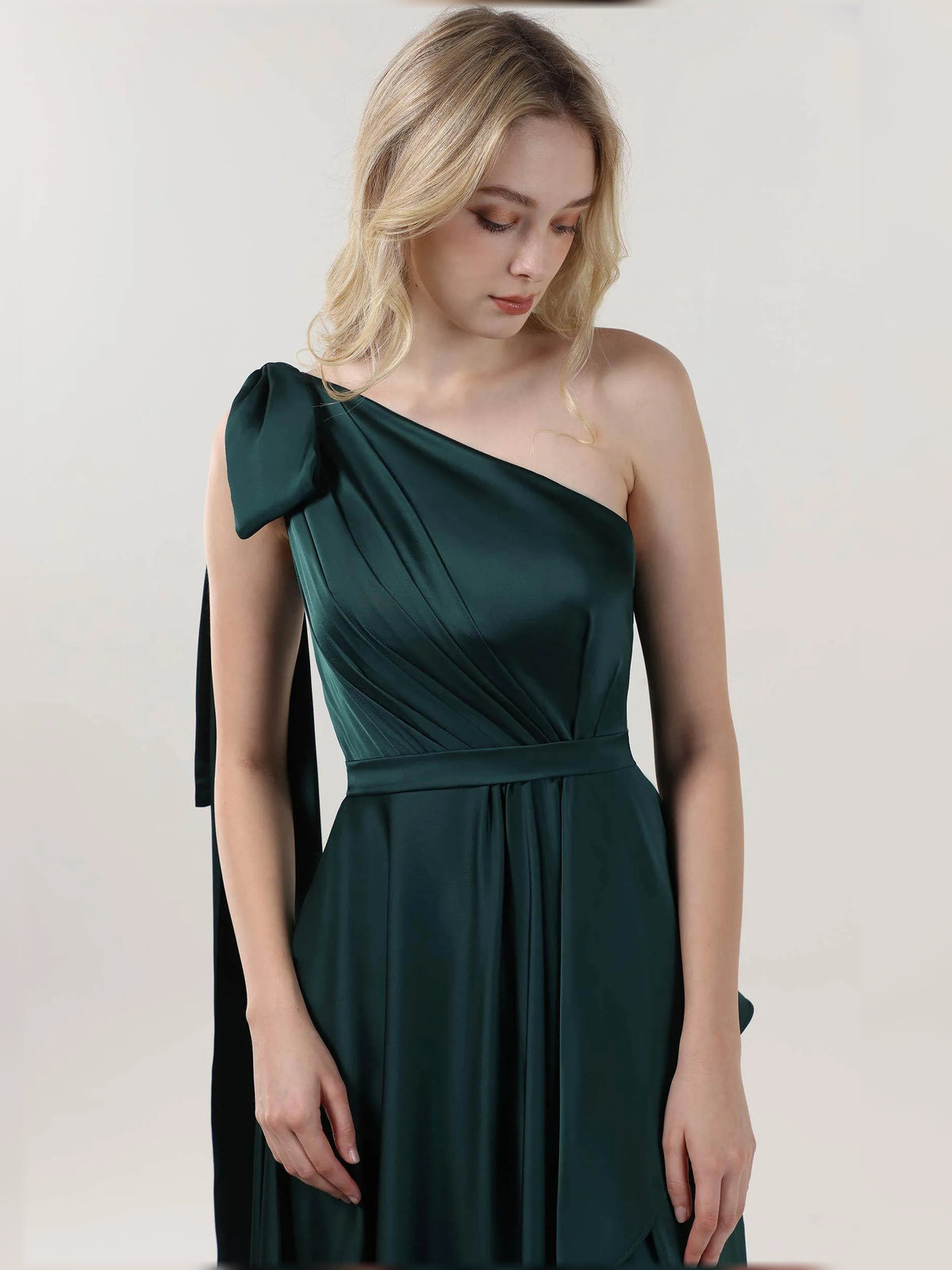 Peacock a-line floor-length formal dress with bow detail, alternate view