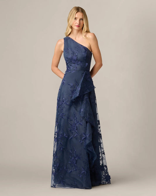 one-shoulder a-line maxi mother of the bride dress - image 2