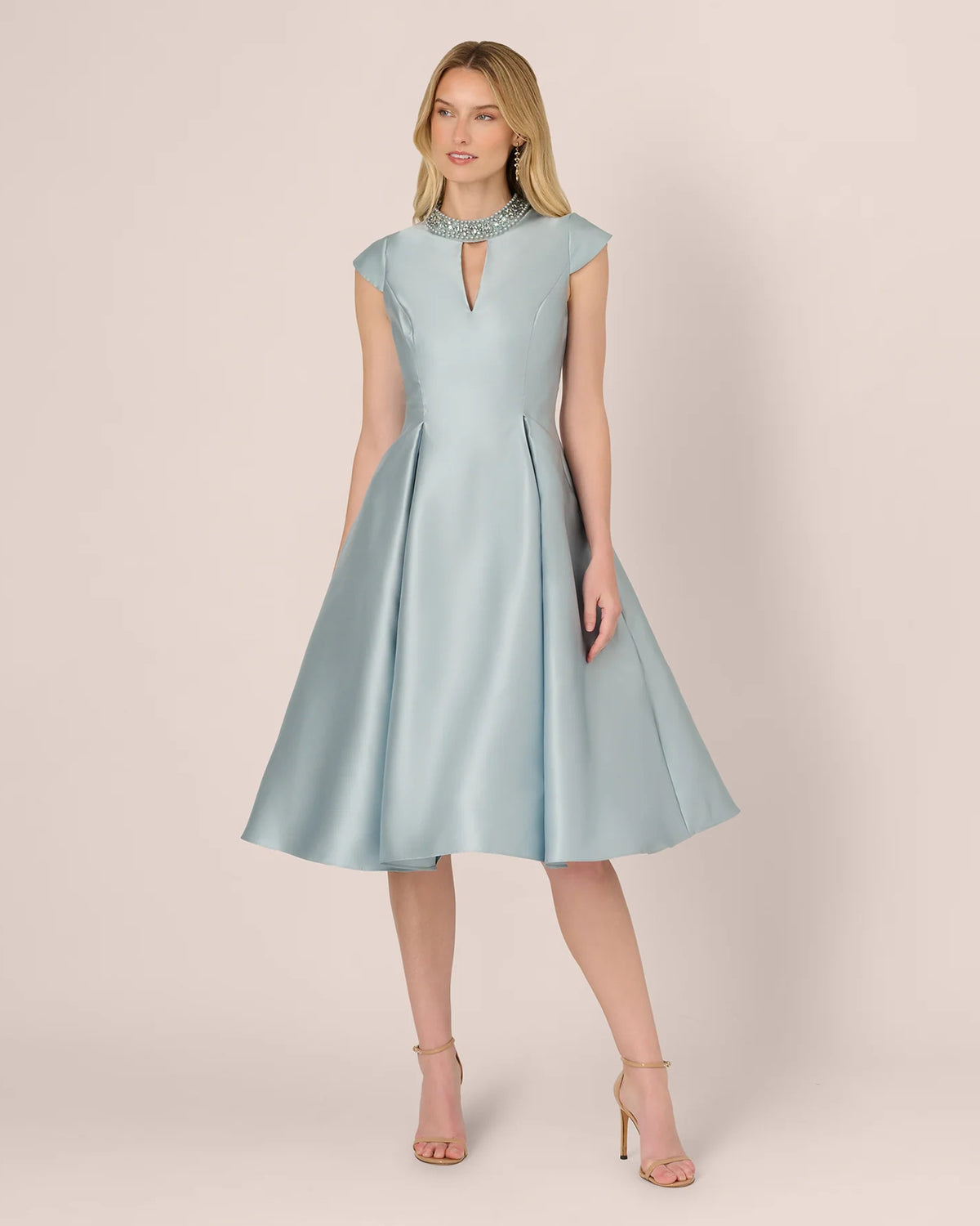 cap-sleeve a-line midi mother of the bride dress - image 2