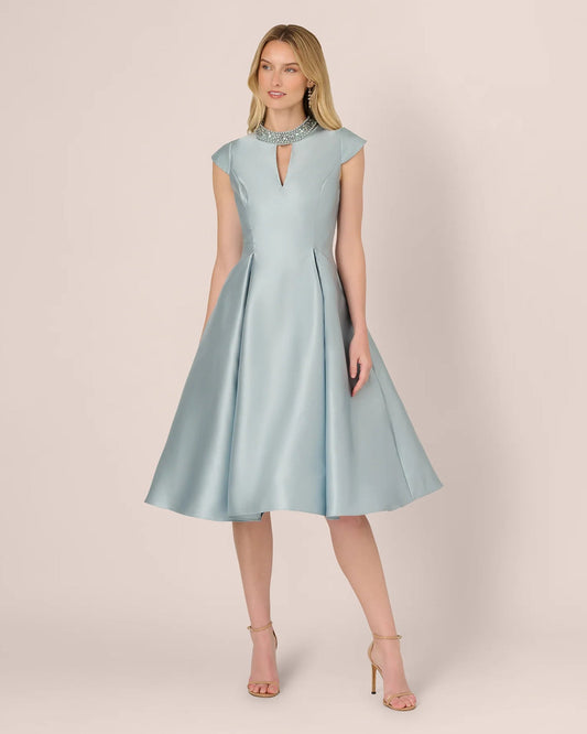 cap-sleeve a-line midi mother of the bride dress - image 2