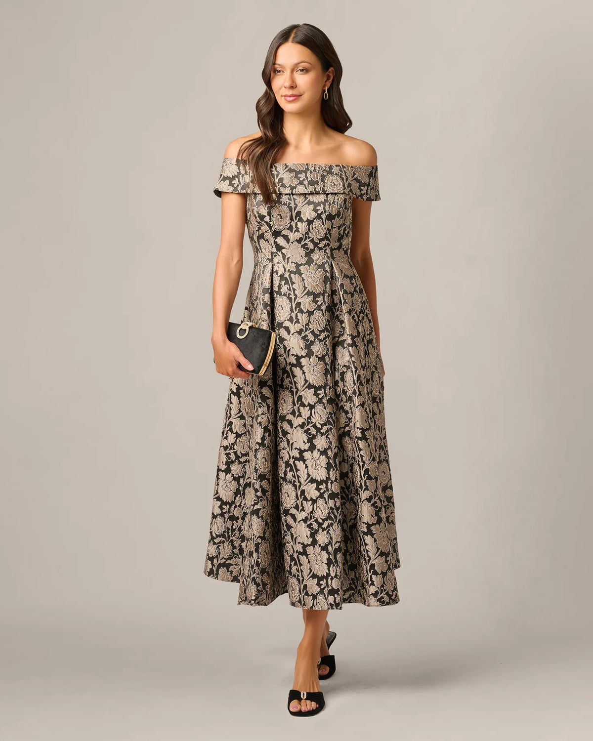 off-shoulder a-line maxi mother of the bride dress - image 2